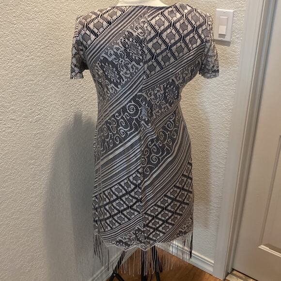 Helene Blake Vintage Art Deco Flapper Lace Fringe Midi Dress EUC Sz 12P 80’s - Picture 5 of 11